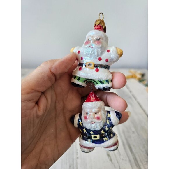Vintage radko Santa totem American star ornaments double dangling glass tree - Picture 2 of 8